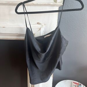 Silk black scoop strap top